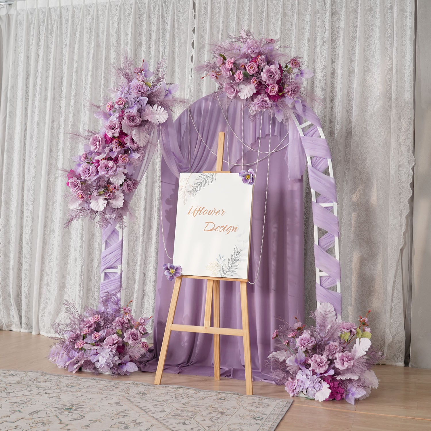 Uflower Purple Flower Arrangement Wedding Party Backdrop Floral Props